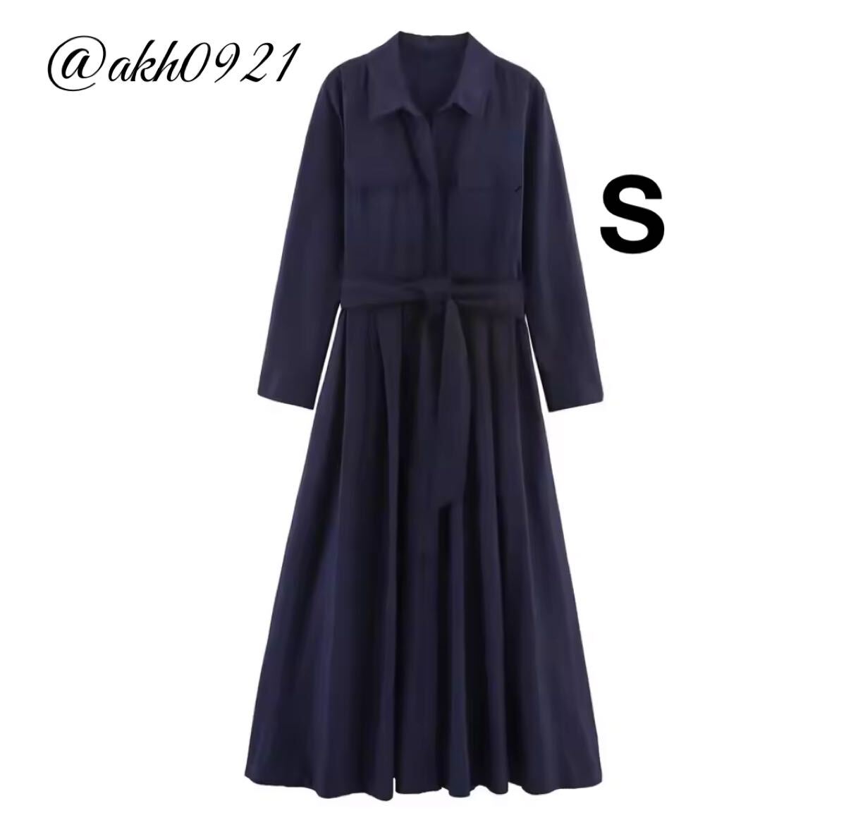 新品未使用★2025 A/W 秋新作★vintage ヴィンテージ レトロ navy ネイビー シャツワンピース Sサイズ レディース★ZARA 好きな方に拍卖