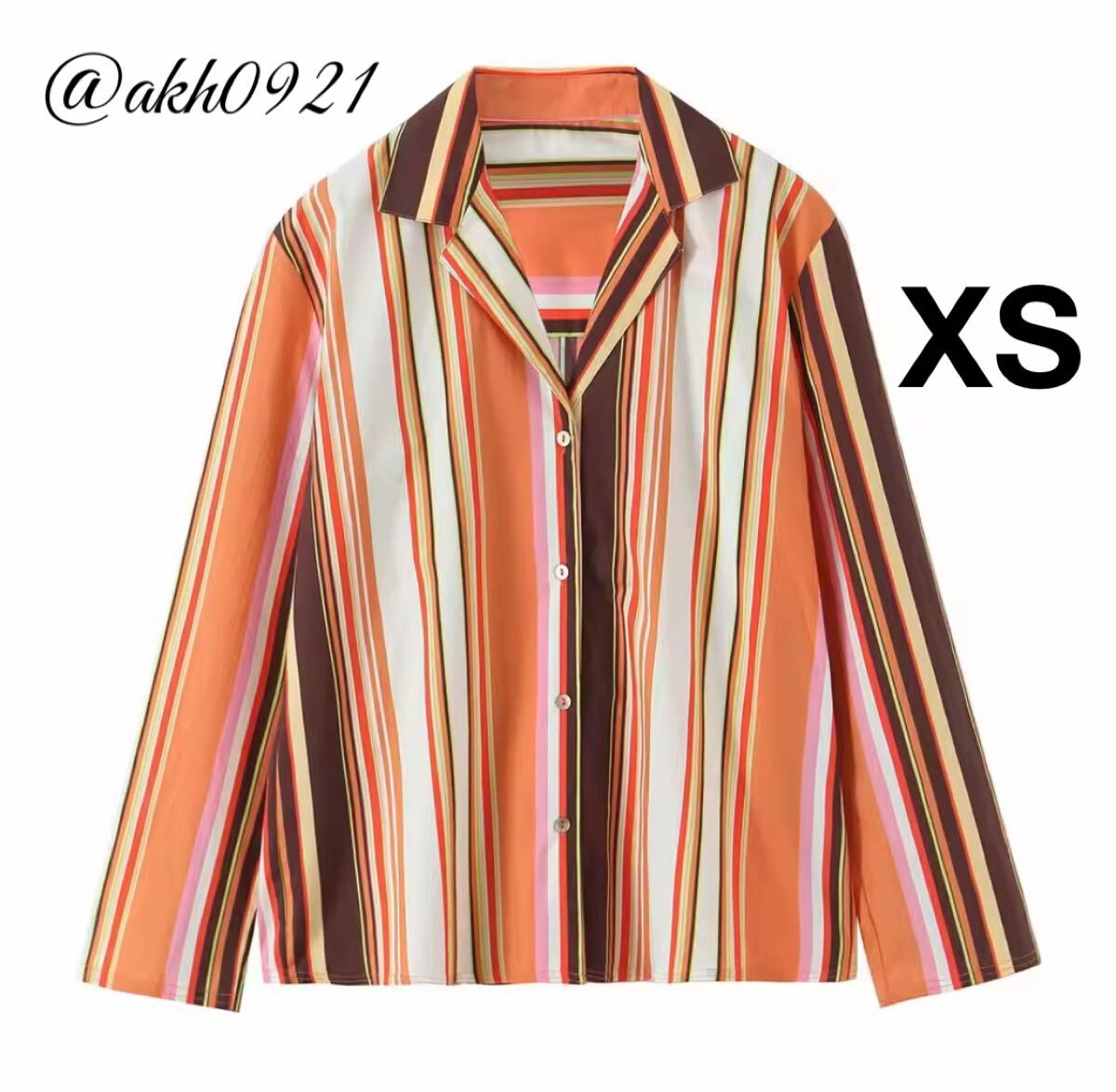 新品未使用★秋新作★vintage ヴィンテージ レトロ マルチストライプ 柄 シャツ ブラウス トップス XSサイズ レディース★ZARA 好きな方に拍卖