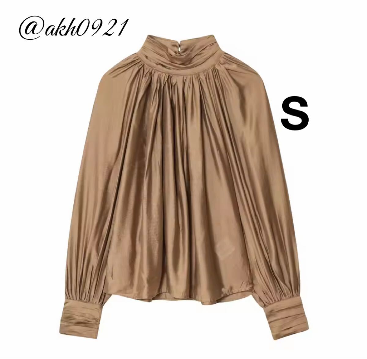 新品未使用★2025 A/W 秋新作★vintage ヴィンテージ レトロ サテン ハイネック ブラウス トップス Sサイズ レディース★ZARA 好きな方に拍卖