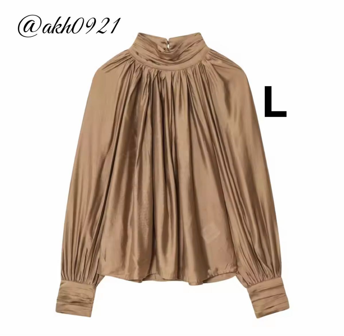 新品未使用★2025 A/W 秋新作★vintage ヴィンテージ レトロ サテン ハイネック ブラウス トップス Lサイズ レディース★ZARA 好きな方に拍卖