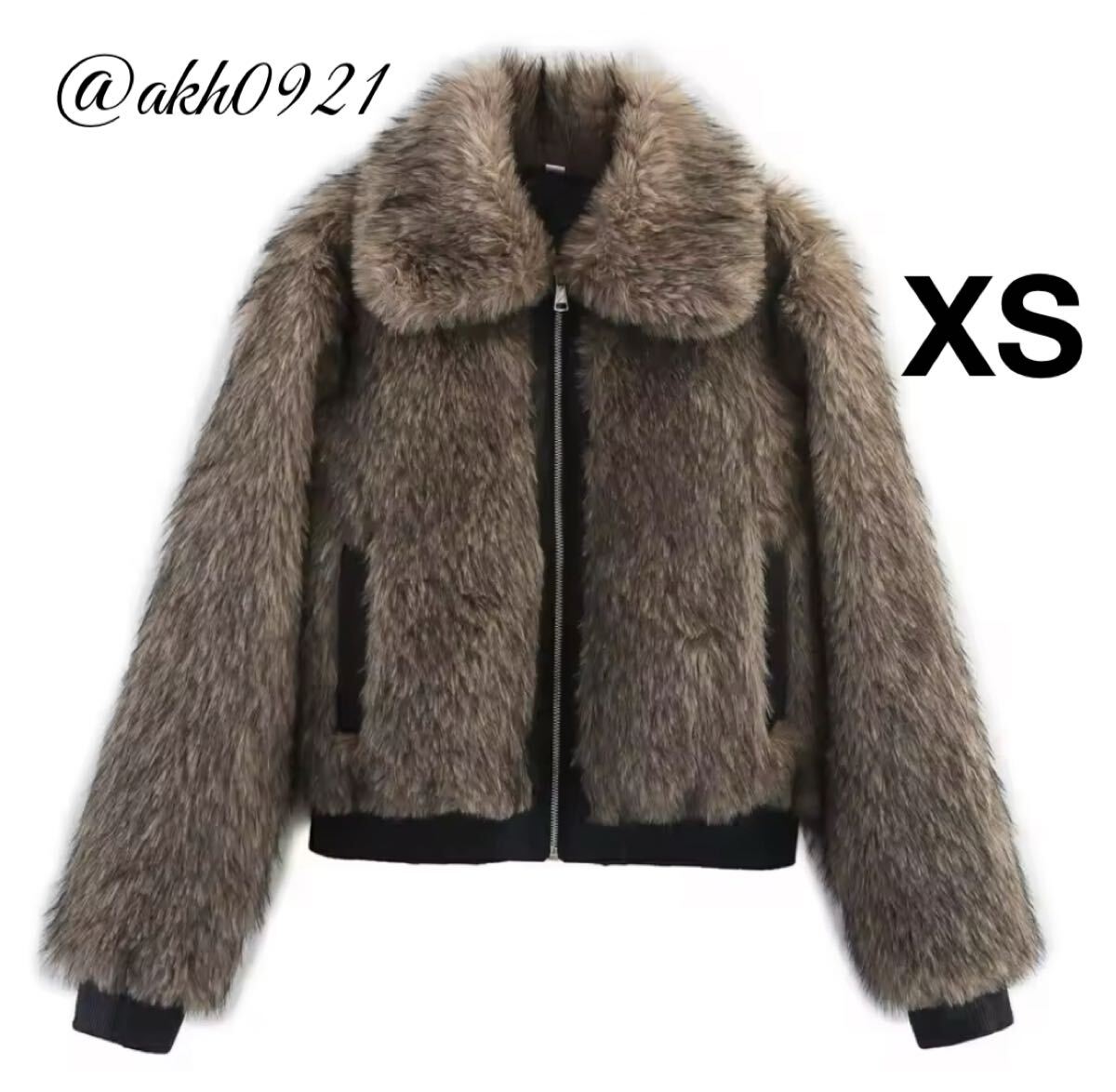 新品未使用★2025 A/W 秋新作★vintage ヴィンテージ レトロ ファー ブルゾン コート アウター XSサイズ レディース★ZARA 好きな方に拍卖