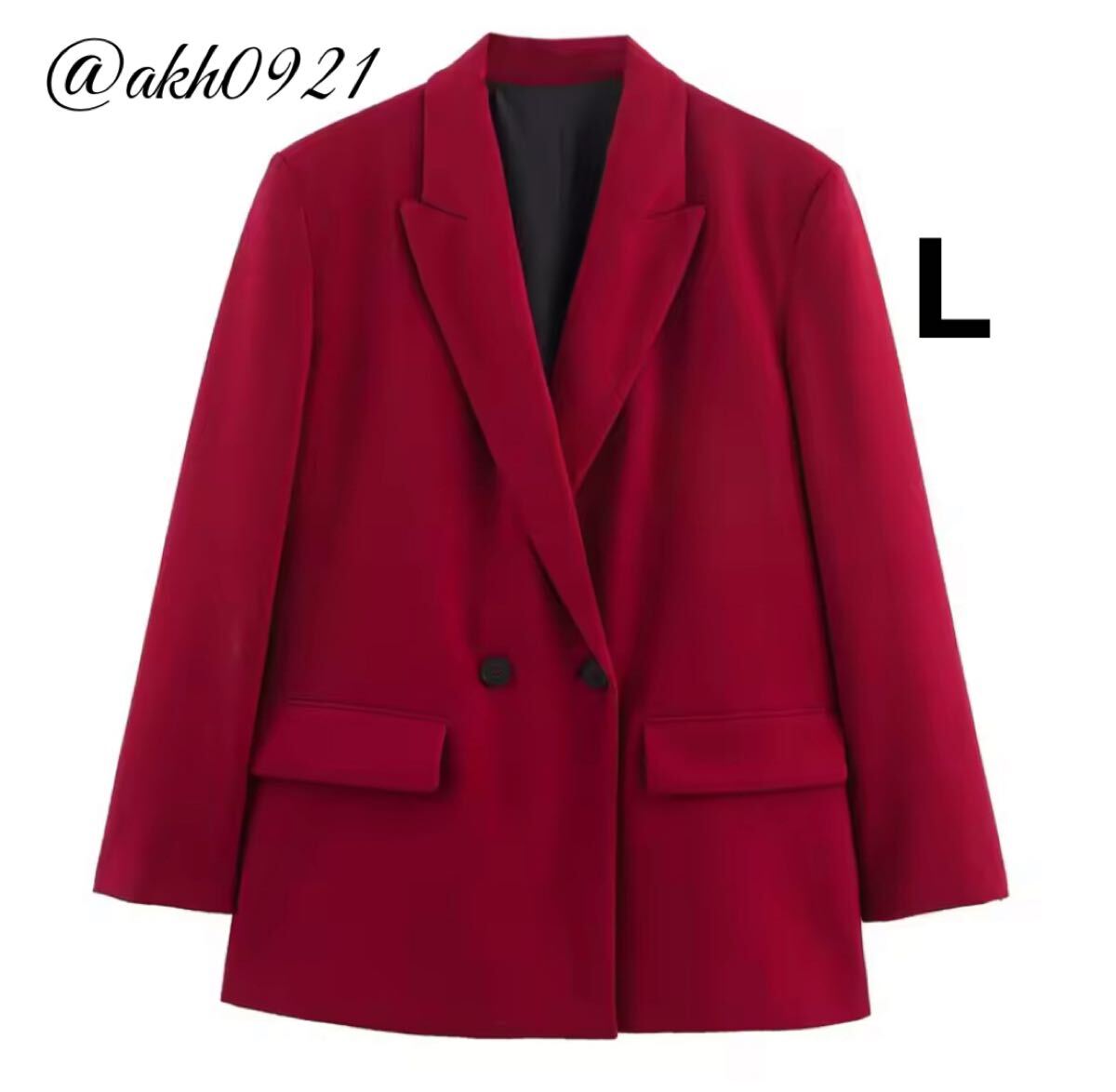 新品未使用★2025 秋新作★vintage ヴィンテージ レトロ red ダブルジャケット ブレザー アウター Lサイズ レディース★ZARA 好きな方に拍卖