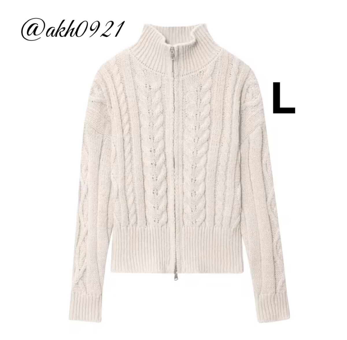 新品★秋新作★vintage ヴィンテージ レトロ ケーブル編み ジッパー ニット カーディガン トップス Lサイズ レディース★ZARA 好きな方拍卖