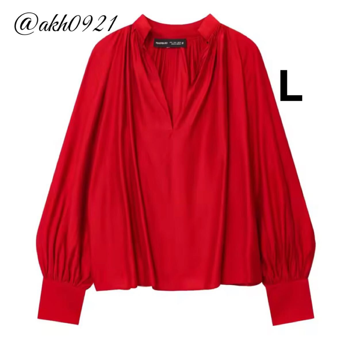 新品未使用★2025 A/W 秋新作★vintage ヴィンテージ レトロ red レッド シャツ ブラウス トップス Lサイズ レディース★ZARA 好きな方に拍卖