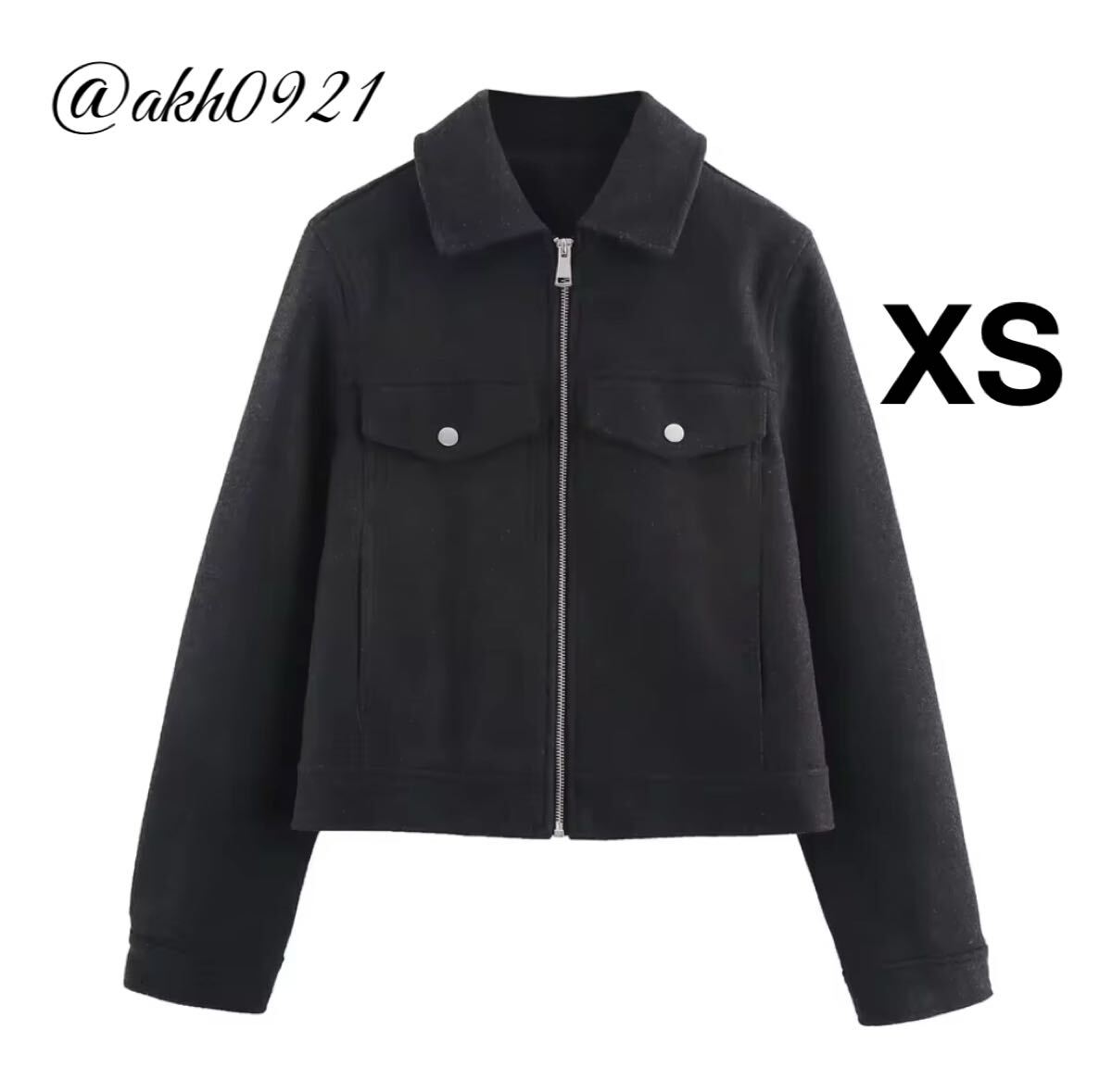 新品未使用★2025 A/W 秋新作★vintage ヴィンテージ レトロ black ジャンパー ジャケット アウター XSサイズ レディース★ZARA 好きな方に拍卖