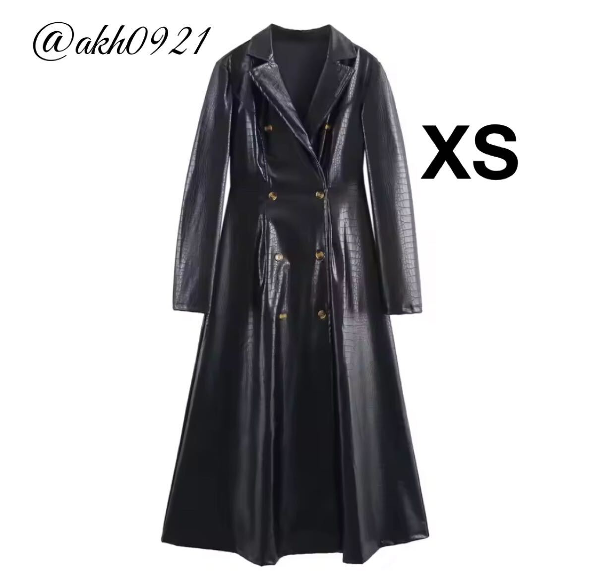 新品未使用★2025 秋新作★vintage ヴィンテージ レトロ フェイクレザー PU ロングコート ウター XSサイズ レディース★ZARA 好きな方に拍卖