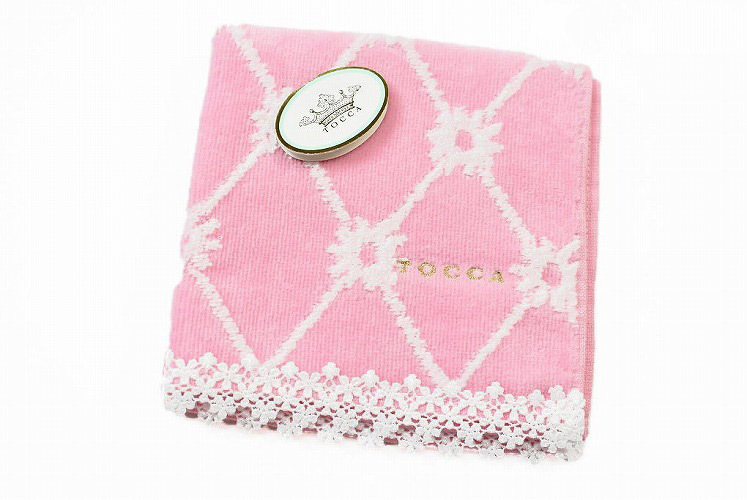 タオルハンカチ ブランド レディース トッカ 1枚 ピンク 花 フラワー 刺繍 花 フラワー レース 女性 ハンドタオル拍卖