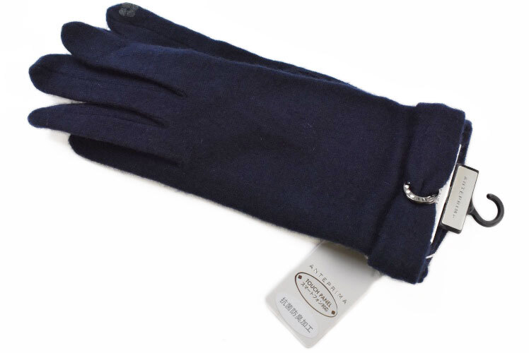 手袋 レディース ブランド アンテプリマ ウール カシミヤ混 ネイビー スマホ対応 21~22cm拍卖