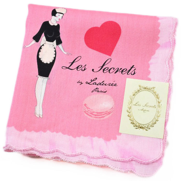 ラデュレ ハンカチ 1枚 レディース ブランドピンク ハート メイド プリント ロゴ 女性 婦人拍卖