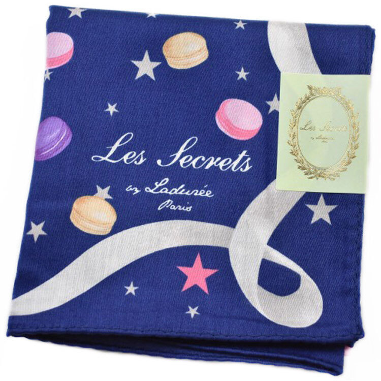 ラデュレ ハンカチ 1枚 レディース ブランド ネイビー マカロン 星 リボン プリント 女性 婦人拍卖