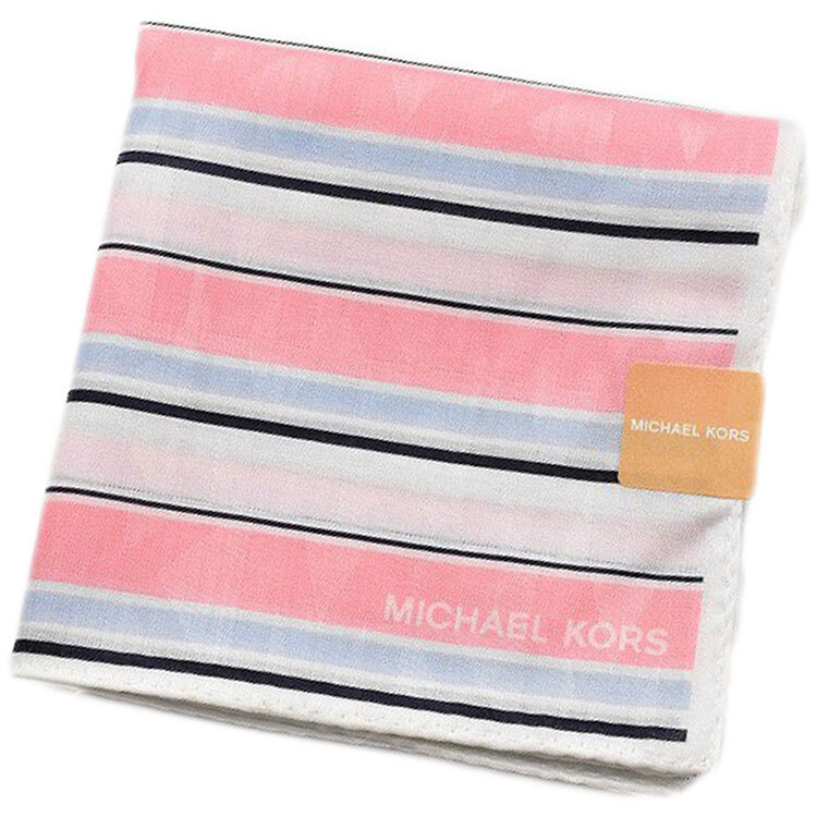 ハンカチ レディース マイケルコース 1枚 ピンク ホワイト ブルー ブラック ボーダー プレゼント女性 婦人拍卖