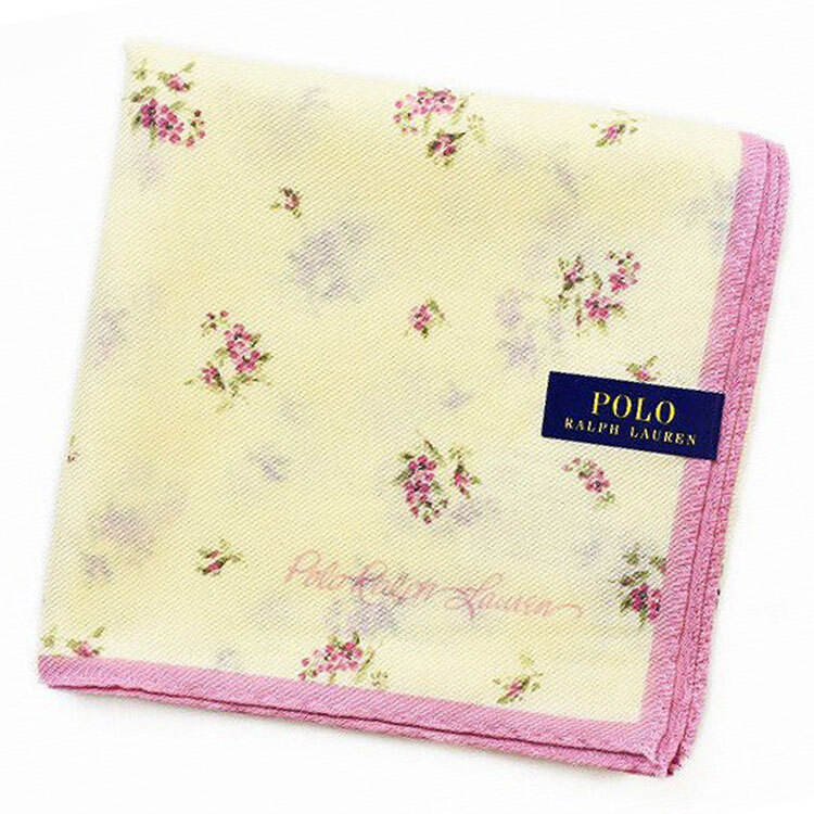 大判 ハンカチ レディース ポロ ラルフローレン 1枚 クリーム イエロー 小花 フラワー拍卖