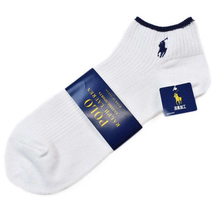 ポロ ラルフローレン 靴下 スニーカーソックス くるぶしソックス 1足 メンズ ブランド 白 25 - 27 cm拍卖