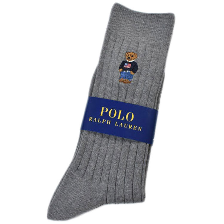 ポロ ラルフローレン 靴下 1足 メンズ ブランド グレー ポロベア リブソックス 25-27cm 男性 紳士拍卖