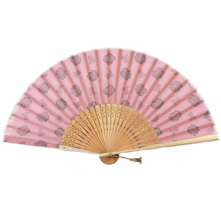 ランバン コレクション 扇子 レディース ブランド ロゴ フラワー ローズ 専用箱付 グレージュ ピンク 女性 婦人用拍卖