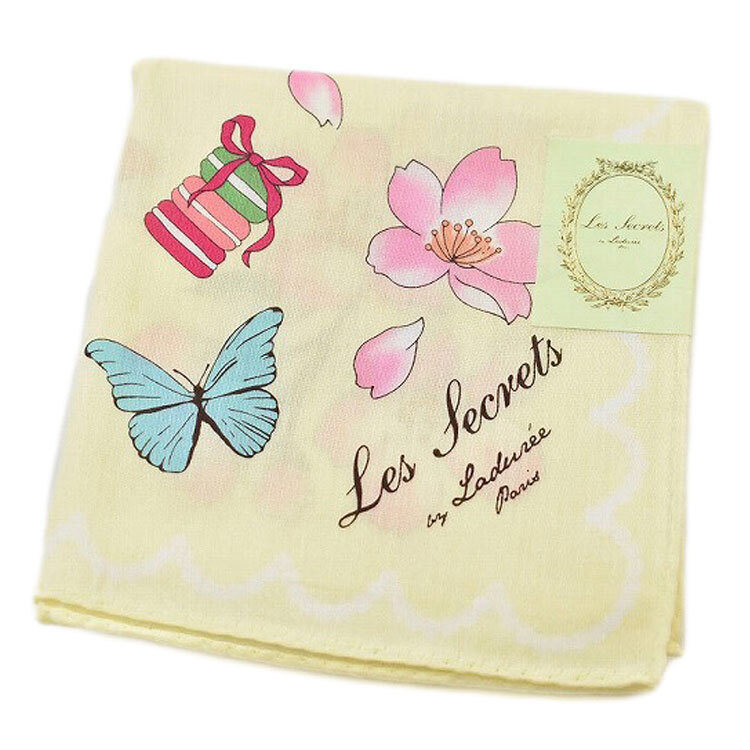 ラデュレ ハンカチ レディース イエロー 女性 ブランド バタフライ プリント拍卖