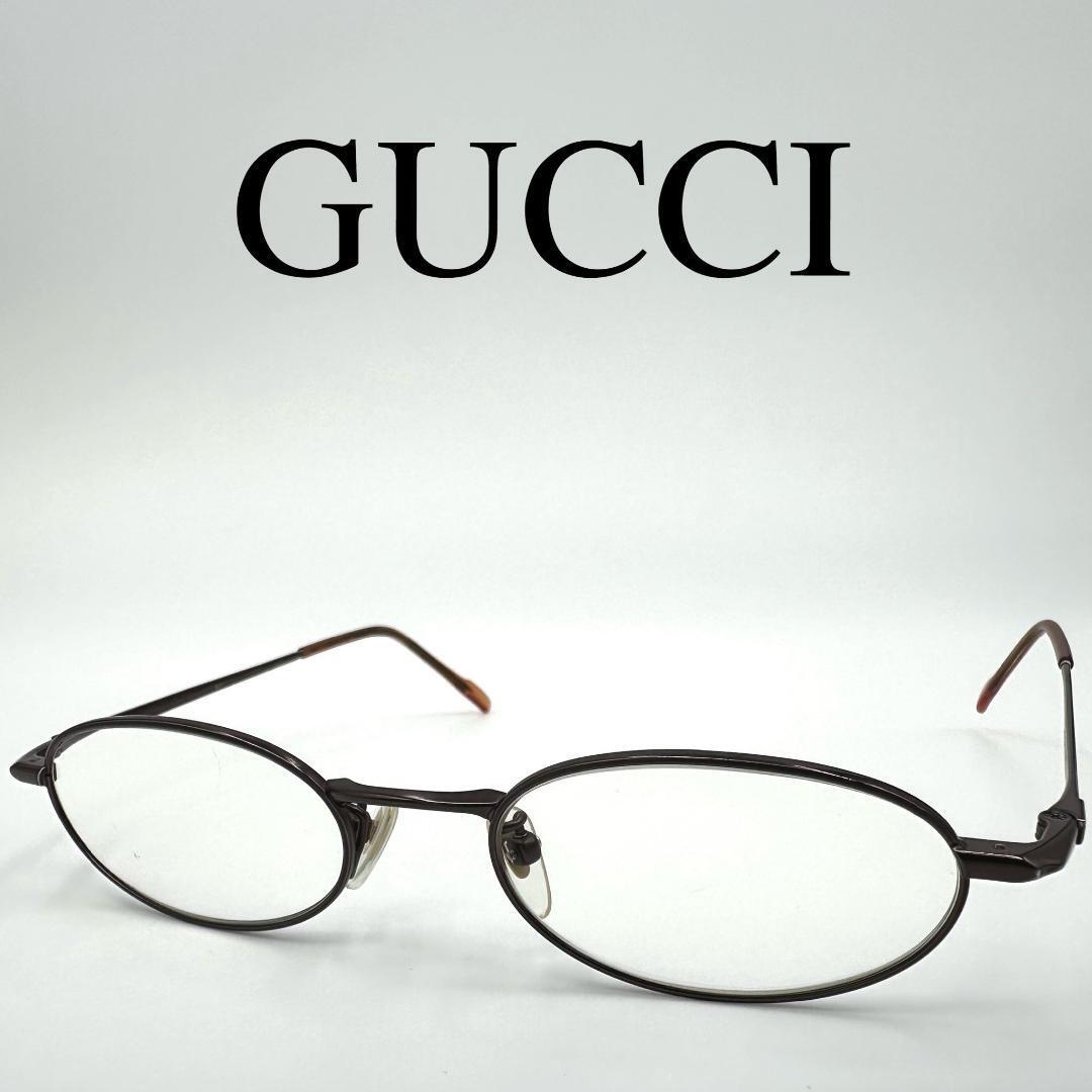 GUCCI グッチ メガネ 度入り サイドロゴ オーバル フルリム拍卖