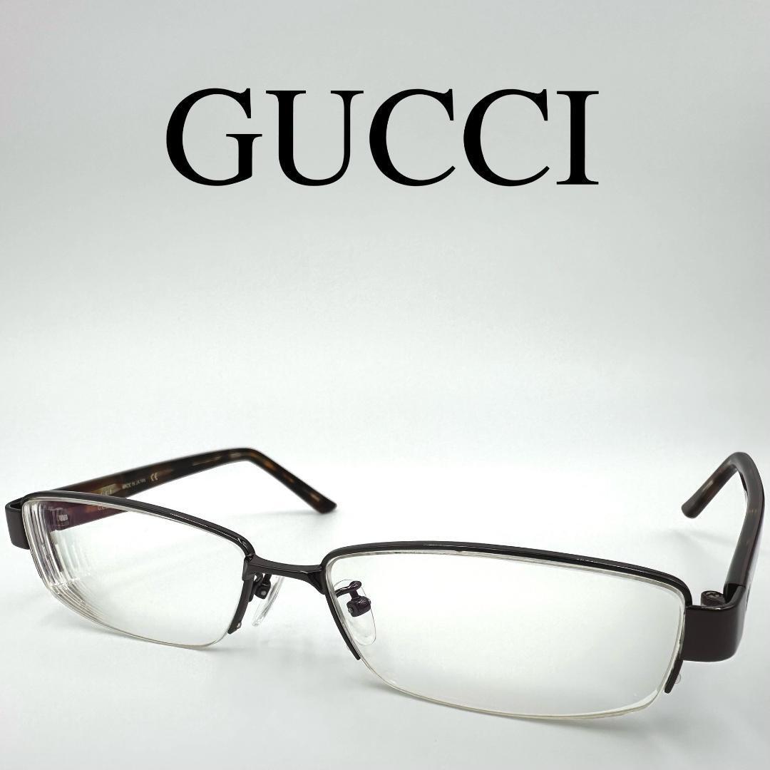 GUCCI グッチ メガネ 度入り GG-9662J サイドロゴ ハーフリム拍卖