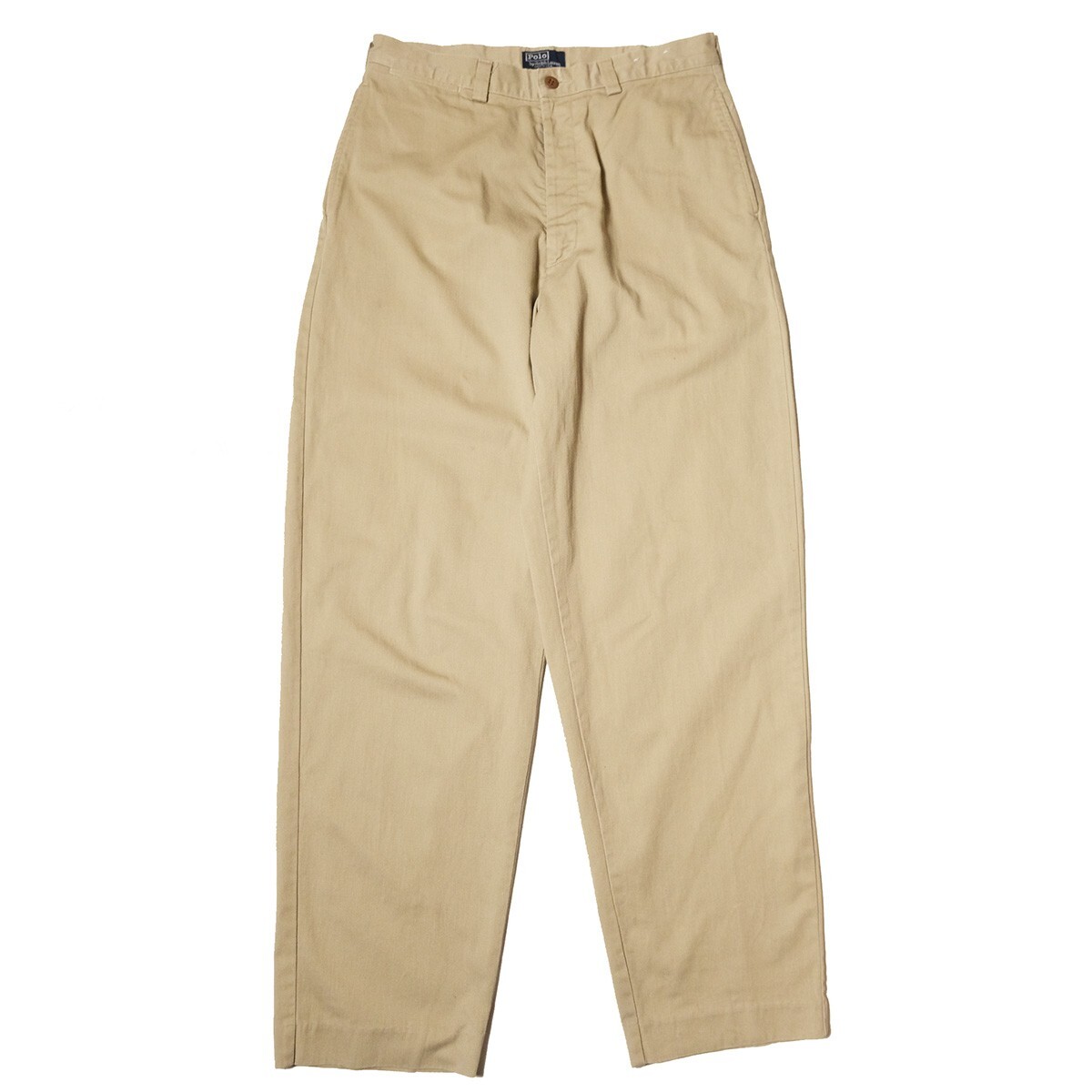 80's 90's USA製 ポロラルフローレン ミリタリー コットン チノパンツ 32×32位 カーキ ボタンフライ チノパン アメリカ製 旧タグ オールド拍卖