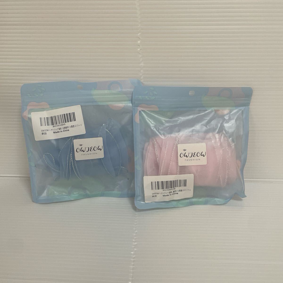 新品未使用品 OWIEOW ヘアクリップ 髪飾り ピンク ブルー 2個まとめ売り リボン キラキラ レース C797拍卖