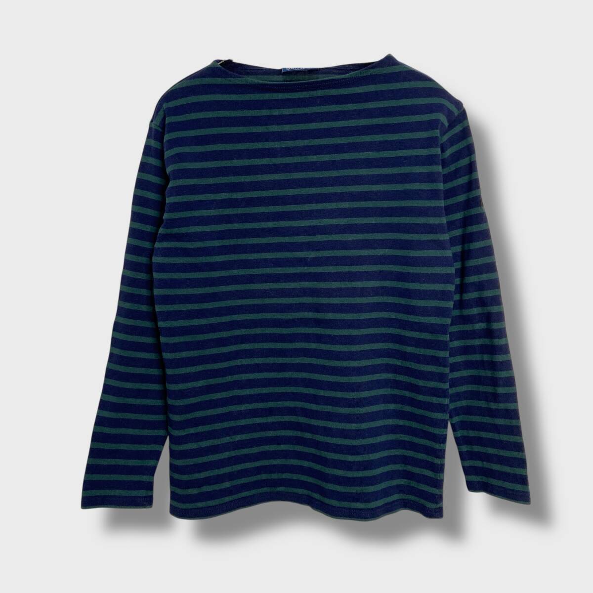 送料無料☆SAINT JAMES☆セントジェームス☆メリディアンモダンボーダーロンT☆バスクシャツ☆フランス製☆グリーン☆レディースS☆H25M拍卖