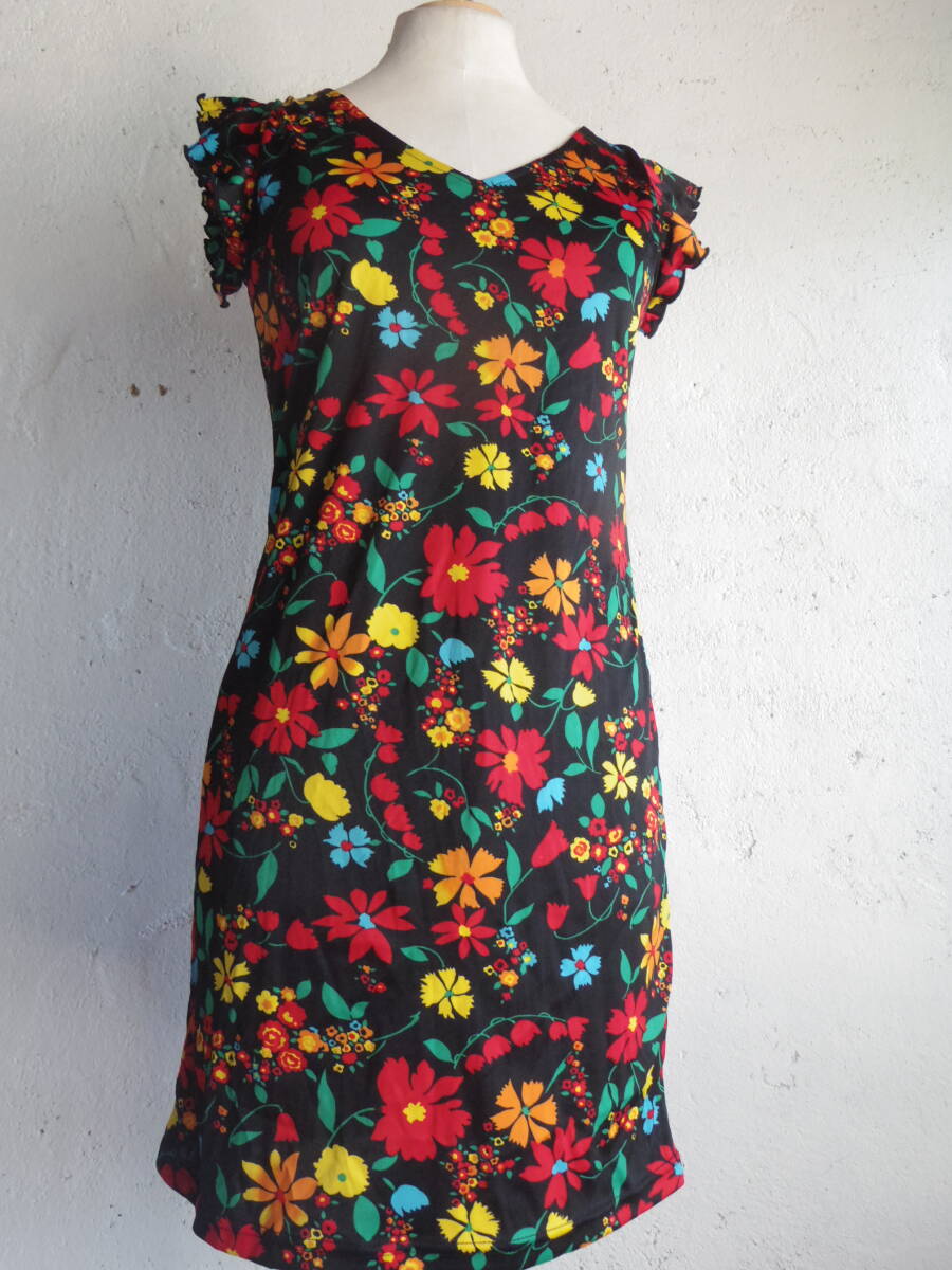 古着♪レトロVintageカラフル花柄昭和花モッズワンピ♪昭和レトロワンピース70s60s70年代60年代昭和レトロビンテージクラシカルワンピ拍卖