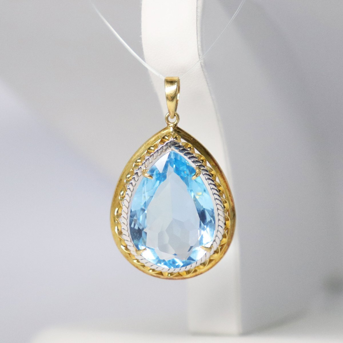 K18/Pt ブルートパーズ ペンダントトップ PH 30.45ct 重量約10.3g アクセサリー レディース pendant accessory topaz 中古 美品 送料無料!拍卖