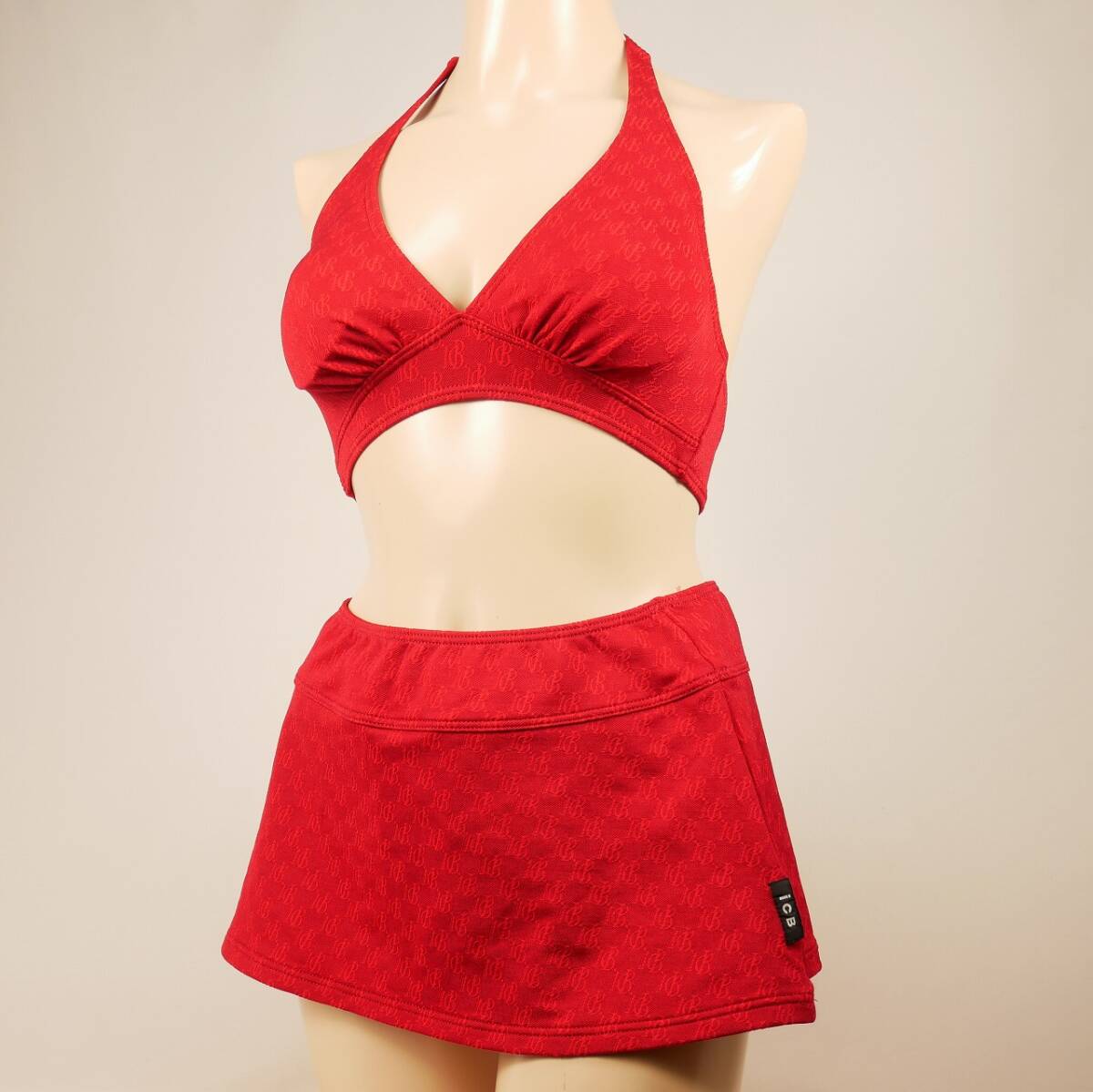 7809 ICB ロゴプリント柄 ビキニ ホルターネック M レッド 匿名配送拍卖