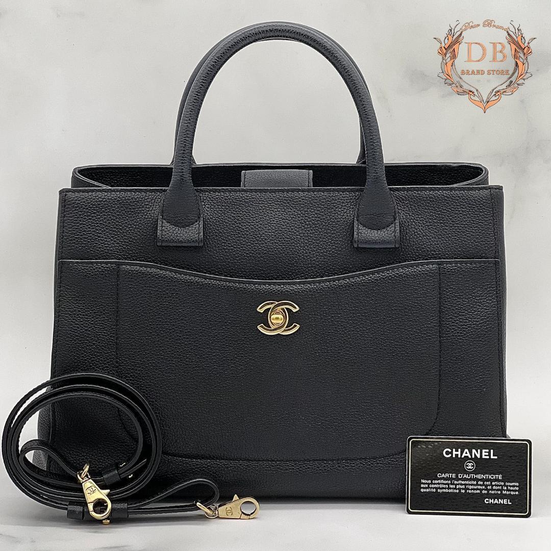 【Gカード付】 シャネル ネオエグゼクティブ トート ショルダー ターンロック CHANEL レディース バッグ ブラック ゴールド 鑑定済み Auth拍卖