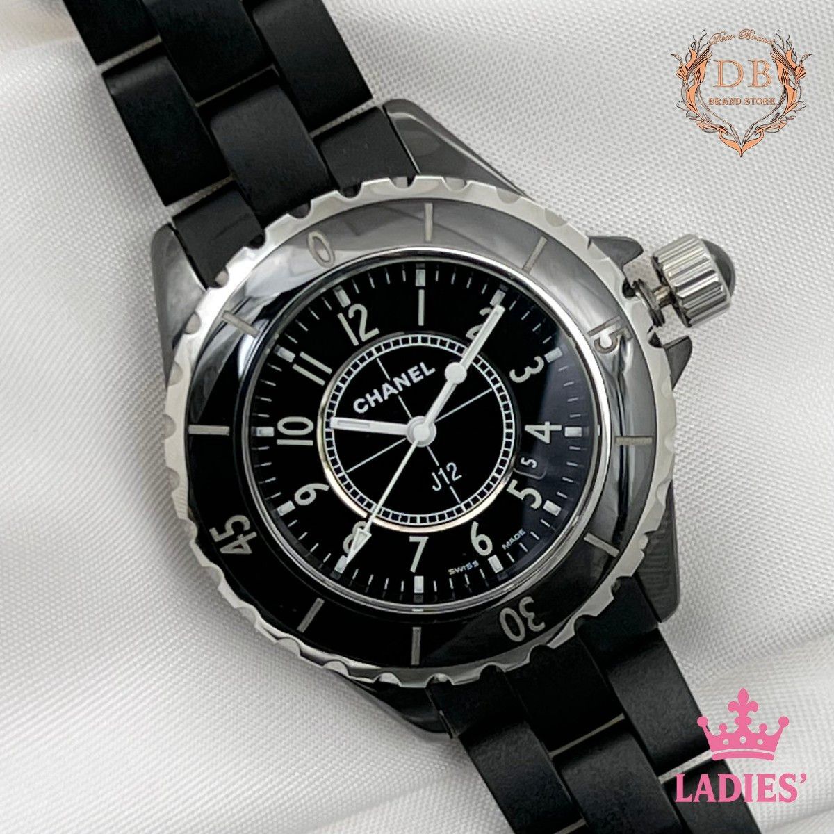 【電池交換済】 シャネル J12 ブラック セラミック ブラック ボーイズ 艶消し CHANEL レディース 腕時計 ビジネス 黒 33mm 鑑定済 正規品拍卖