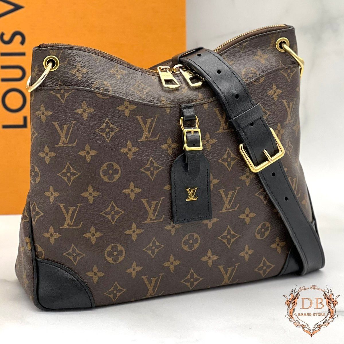 ルイヴィトン オデオンNM MM モノグラム ショルダー ブラック 斜め掛け Louis Vuitton レディース バッグ 金 ゴールド金具 鑑定済み 茶拍卖