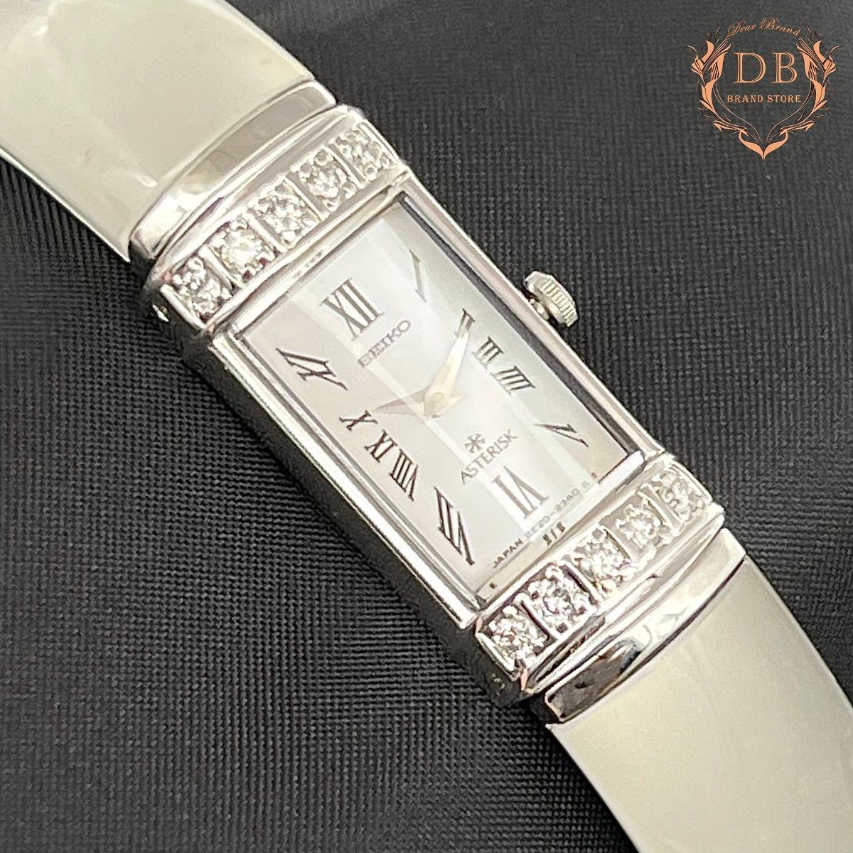 セイコー アスタリスク 10Pダイヤ シェル文字盤 渡辺雪三郎 ブレスレット SEIKO レディース 時計 バングル ホワイト 鑑定済み Auth拍卖