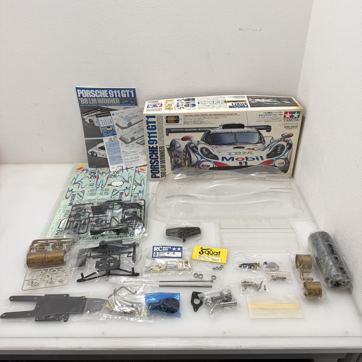 D(0818g1) ☆未組立 保管品 TAMIYA タミヤ 1/10 電動RCレーシングカー ポルシェ911GT1 ラジオコントロールカー ラジコン 拍卖