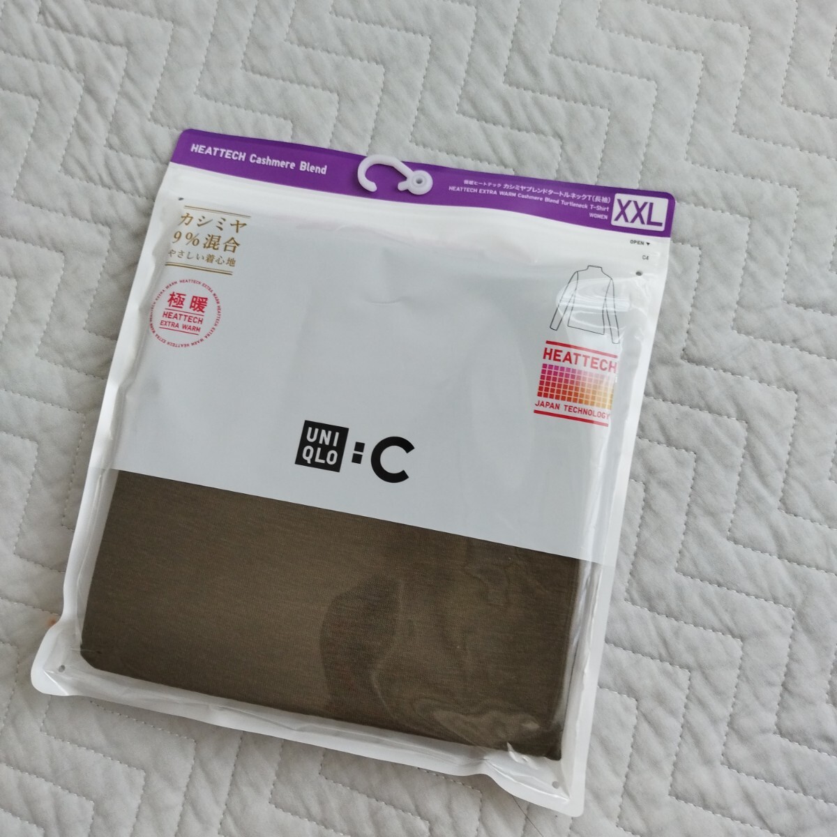 未使用 ユニクロ 極暖 ヒートテック カシミヤブレンドタートルネックT 長袖 大きい xxl オリーブ レディース 匿名 送料無料拍卖
