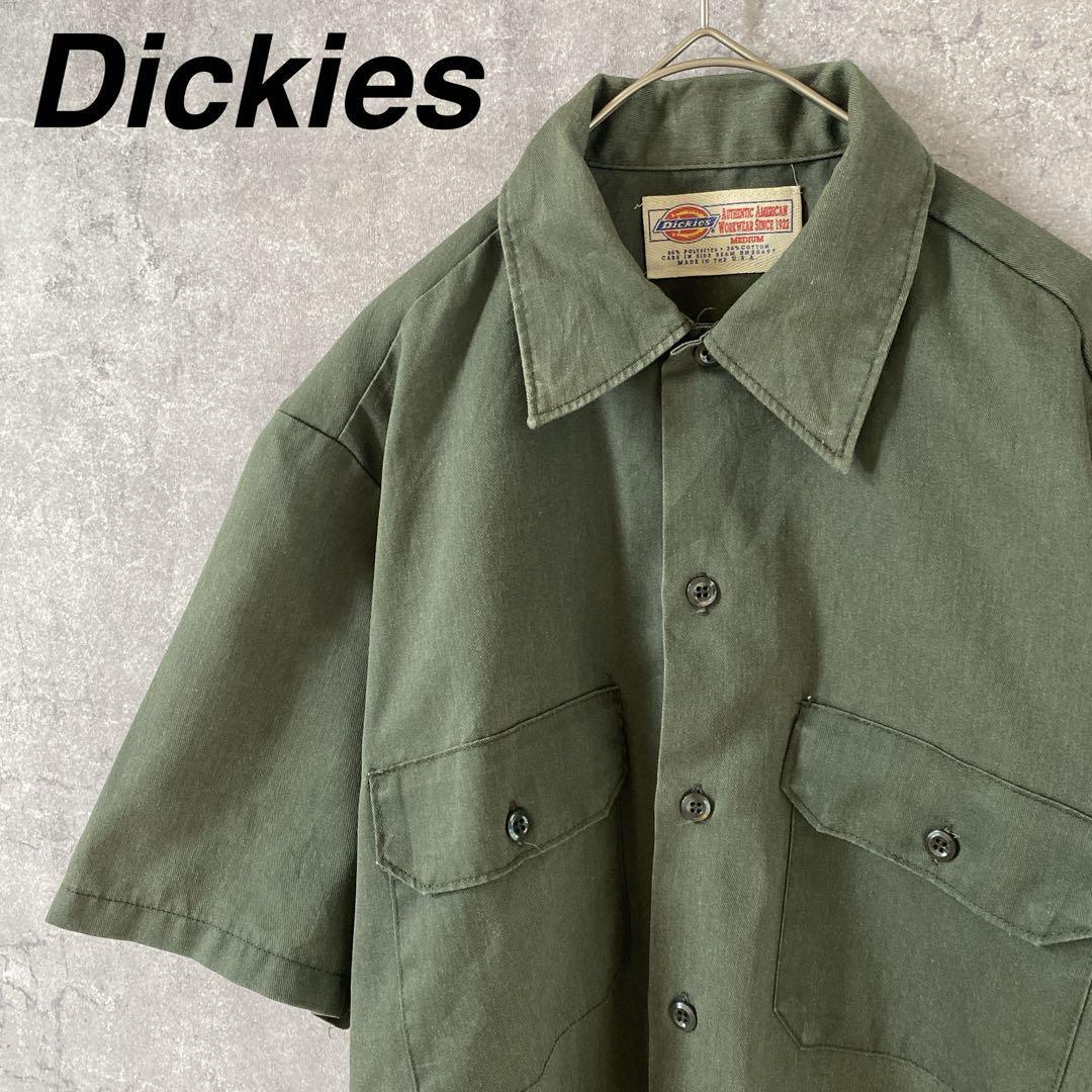 USA製 90s Dickies半袖ワークシャツ オリーブグリーンメンズMサイズ拍卖