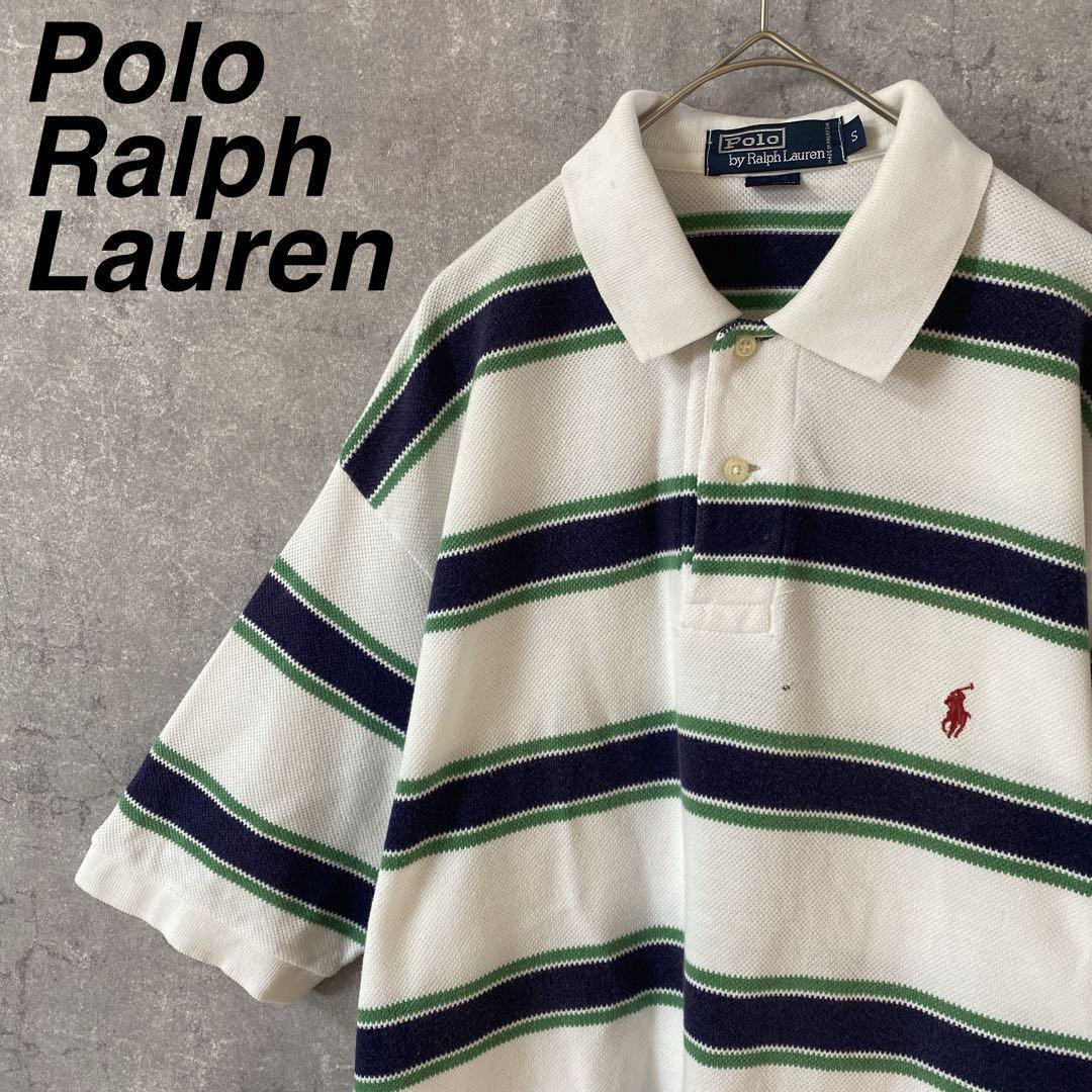 90s Polo Ralph Lauren ボーダーポロシャツ半袖メンズSサイズ拍卖
