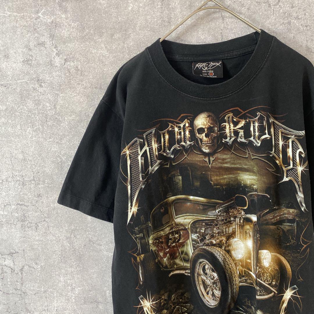 Rock Chang スカルアメ車 tシャツ 半袖 メンズMサイズ 黒拍卖