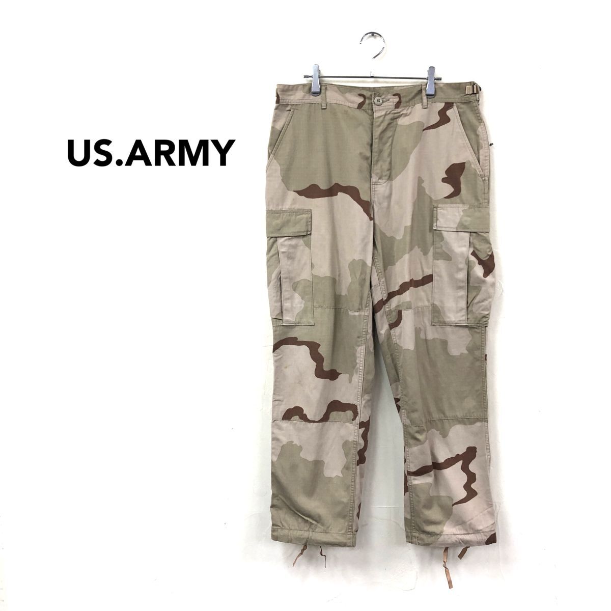 2H1115-Y-N◆US.ARMY ユーエスアーミー ミリタリーパンツ 米軍 軍パン カーゴ 迷彩 カモフラージュ ◆sizeM ベージュ カーキ系 ナイロン 綿拍卖