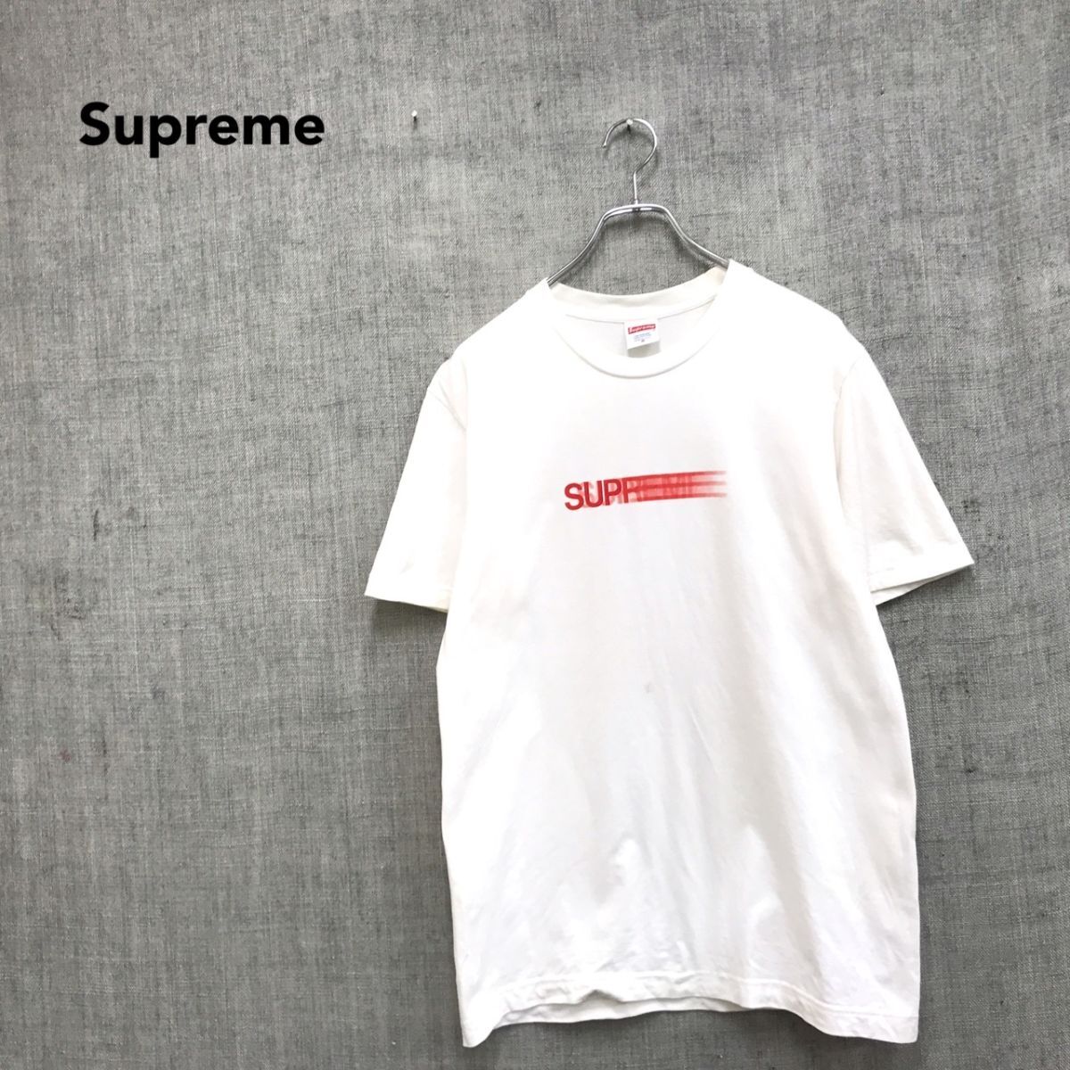 2S3497-D◆ Supreme シュプリーム 半袖Tシャツ カットソー プリント ロゴ ◆ sizeM ホワイト コットン 古着拍卖