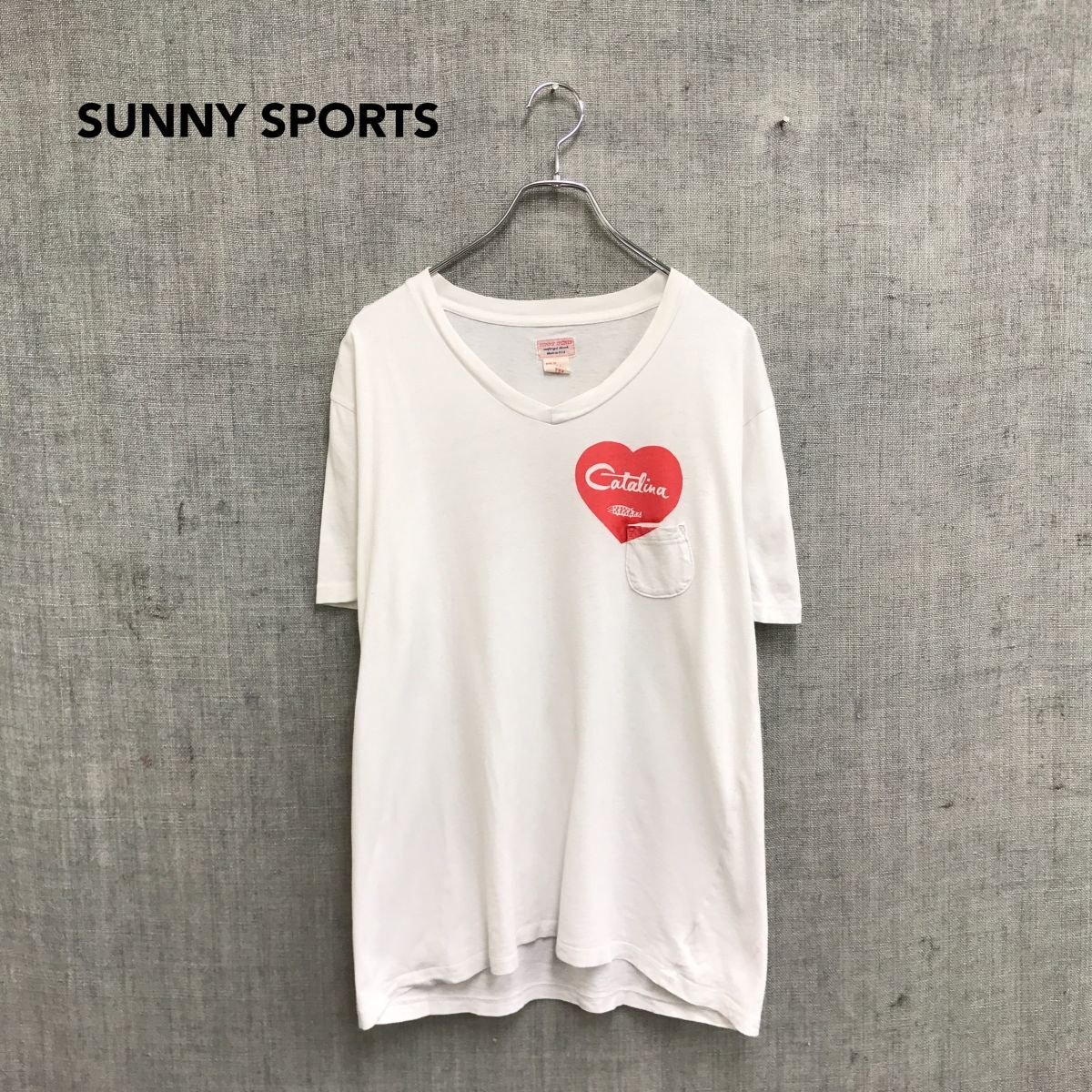2H1785-T◆アメリカ製◆SUNNY SPORT サニースポーツ 半袖Tシャツ カットソー プリント プルオーバー◆size38 ホワイト メンズ トップス拍卖