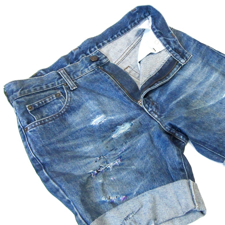 BOBSONボブソン▼ハーフデニム▼クラッシュ加工▼31インチ▼ウエスト約80cm拍卖