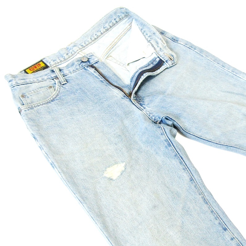 EDWINエドウィン▼ストレートデニム▼クラッシュ加工▼ウエスト約80cm拍卖
