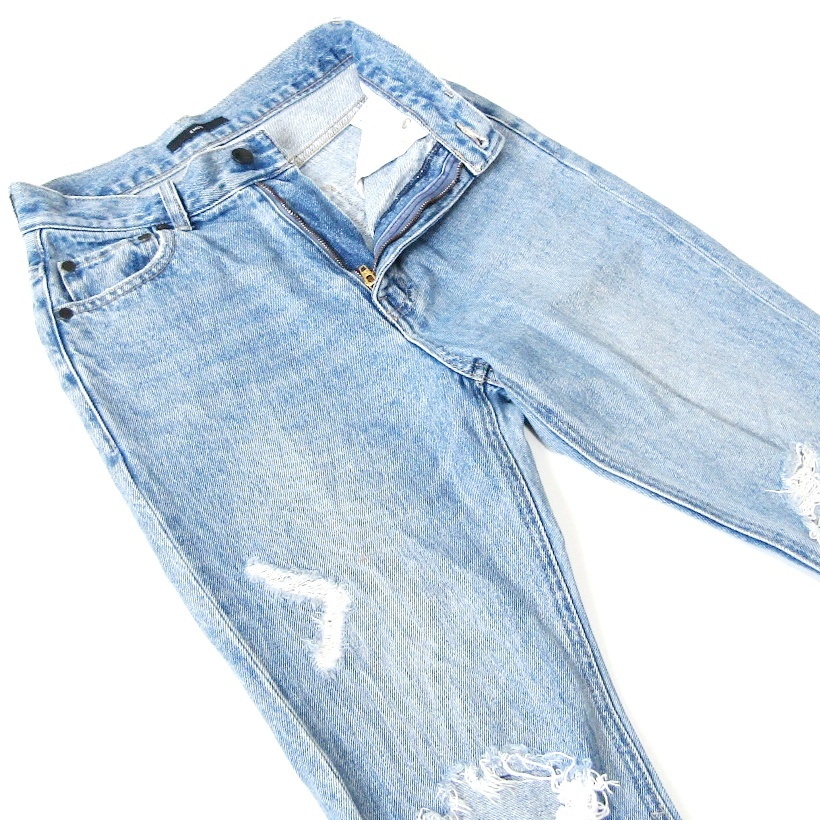 EMODAエモダ▼テーパードデニム▼クラッシュ加工▼サイズ1▼ウエスト約70cm拍卖