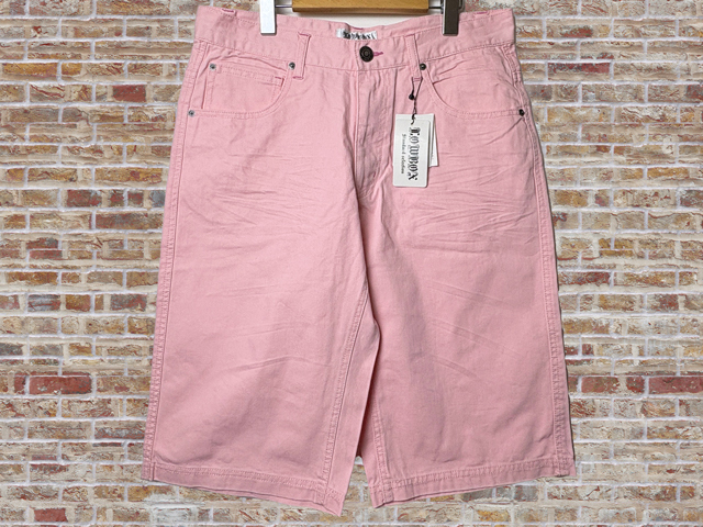 31193-02-7-b2 ピンク 胴囲79 また下丈38 ビンテージ加工ハーフパンツ 綿100%拍卖