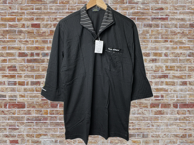 41083 ブラック Lサイズ FRANCO COLLEZIONI 二重変化衿 七分袖ドレスポロシャツ拍卖