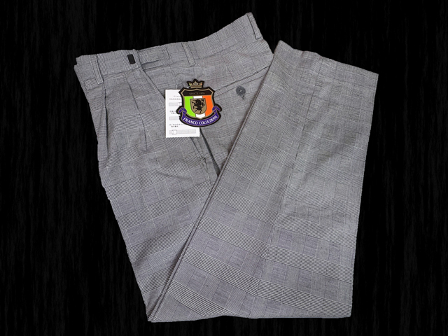 40486-3-nb468 ウエスト76-82 股下68cm グレンチェック FRANCO COLLEZIONI 撥水 ウエストアジャスター付き スラックス拍卖