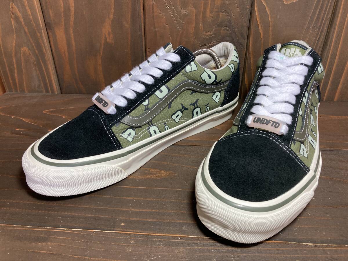 ★UNDEFEATED × VANS OLD SKOOL オールドスクール 黒×カーキ 26.5cm 美品 Used 検 アンディフィーテッド SK8 スリッポン ハーフキャブ拍卖