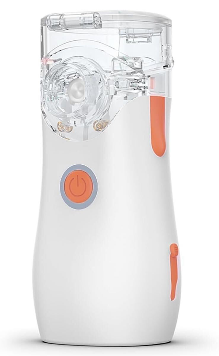 ネブライザ 吸入器 超音波メッシュ式 傾けても使える 静音 軽量・コンパクト収納ふくろ付き 洗いやすい鼻うがい 花粉対策 オレンジ拍卖