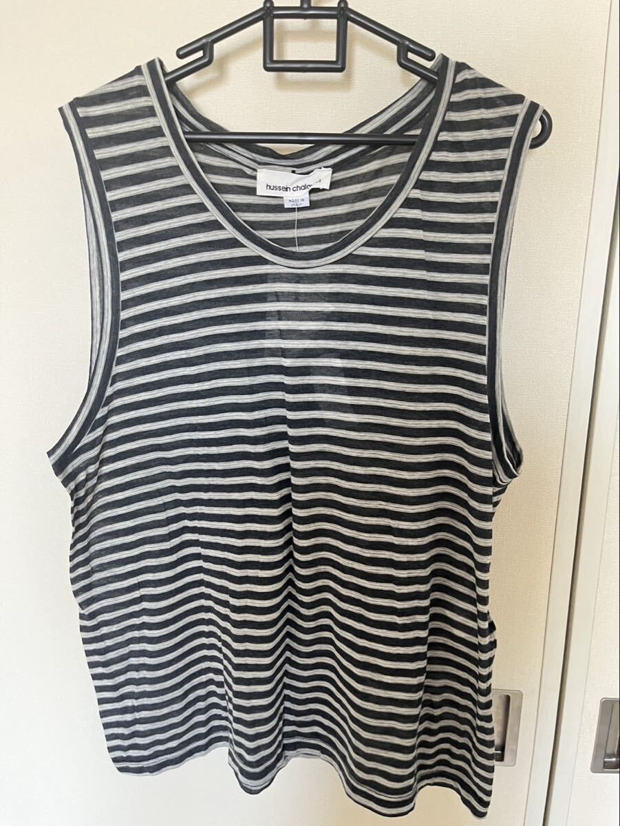希少 フセインチャラヤン Hussein Chalayan ノースリーブ タンクトップ ボーダー イタリア製拍卖