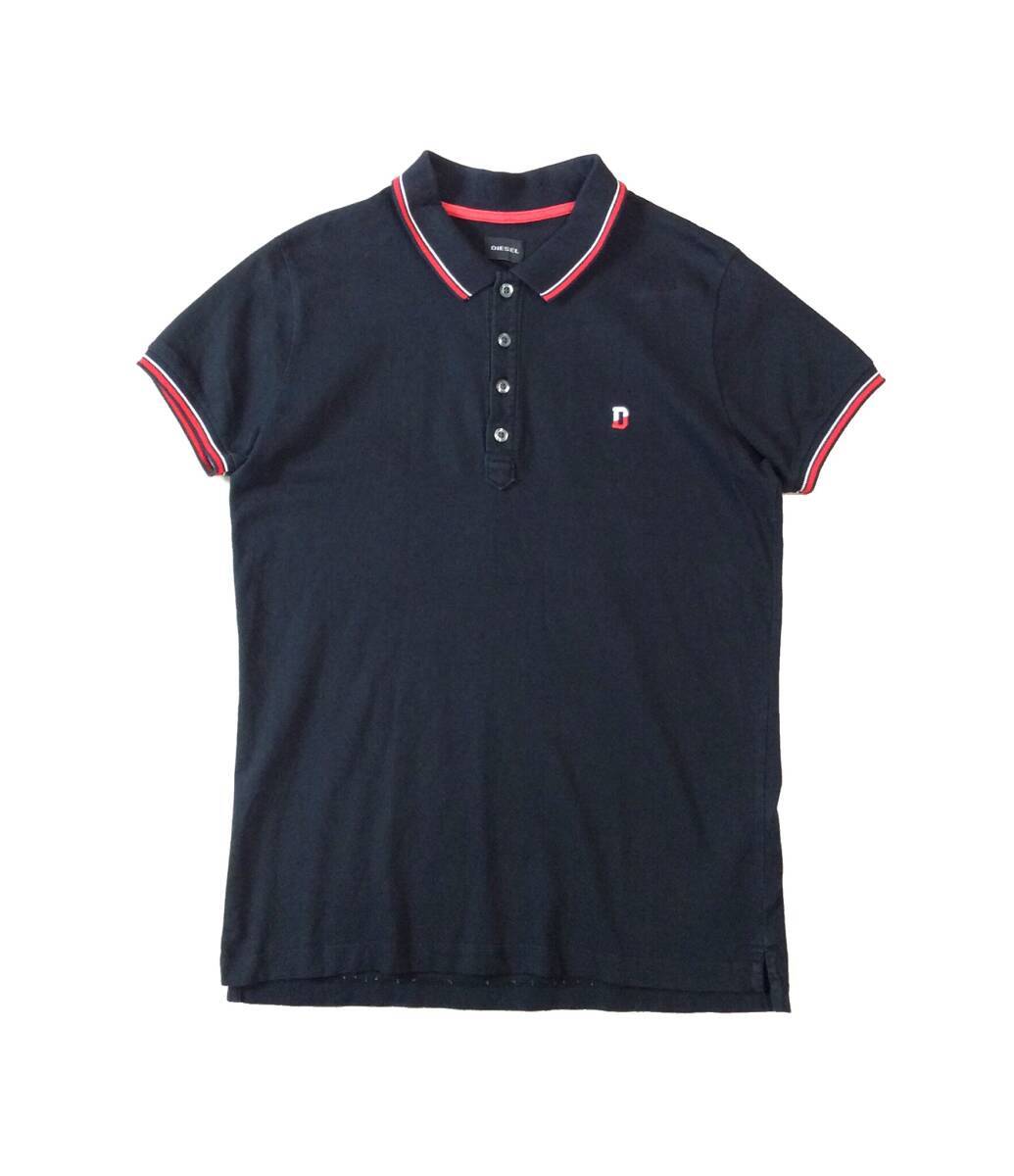 DIESEL ディーゼル 半袖 ポロシャツ トップス 黒 ブラック/赤 メンズ S 送料250円 レディースにも拍卖